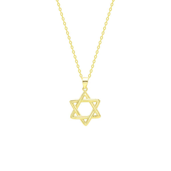 STNW-345, Sterling Silver David Star Pendant Necklace-silver color