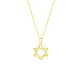 STNW-345, Sterling Silver David Star Pendant Necklace-silver color