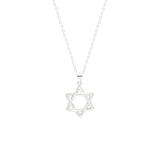 STNW-345, Sterling Silver David Star Pendant Necklace-silver color