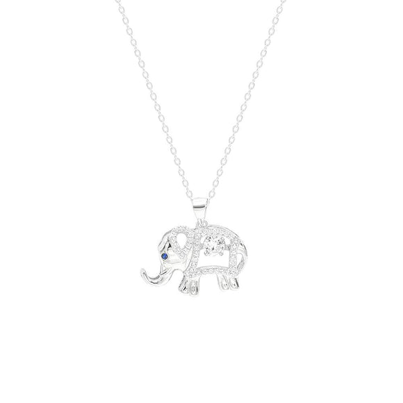 STNW-354, Women 925 Sterling Silver Elephant Pendant Necklace- silver color