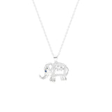 STNW-354, Women 925 Sterling Silver Elephant Pendant Necklace- silver color