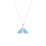 STNW-363, Women 925 Sterling Silver Opal Whale Tail Pendant Necklace-gold color