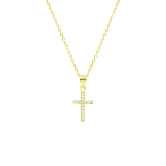 STNW-370, Sterling Silver Cross Pendant Necklace- silver color