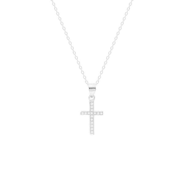 STNW-370, Sterling Silver Cross Pendant Necklace- silver color