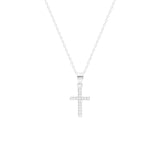 STNW-370, Sterling Silver Cross Pendant Necklace- silver color