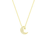 STNW-374, Women 925 Sterling Silver Moon Star Pendant Necklace- silver color