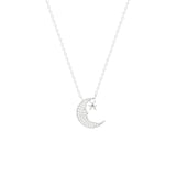 STNW-374, Women 925 Sterling Silver Moon Star Pendant Necklace- silver color