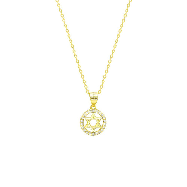 STNW-393, Women 925 Sterling Silver Icy David Star Pendant Necklace-silver color