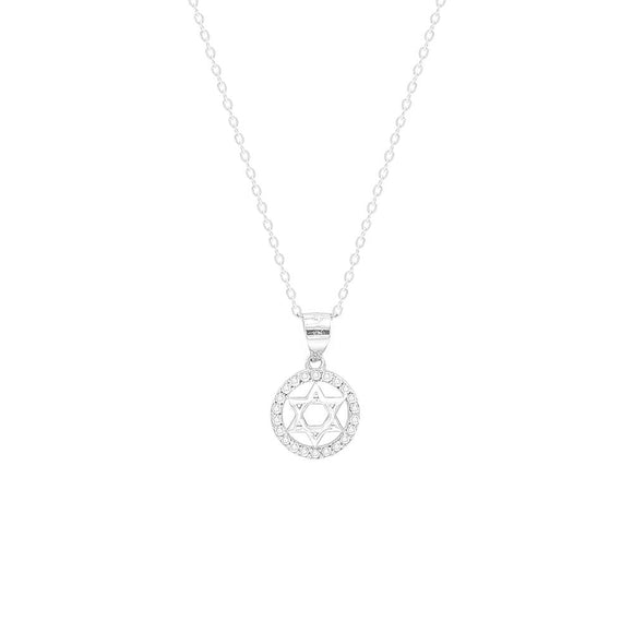 STNW-393, Women 925 Sterling Silver Icy David Star Pendant Necklace-silver color