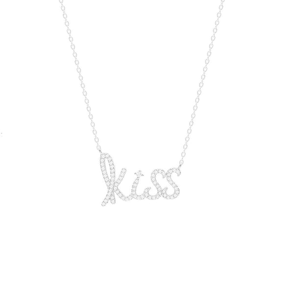 STNW-406, Women 925 Sterling Silver Kiss Pendant Necklace-silver color