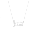 STNW-406, Women 925 Sterling Silver Kiss Pendant Necklace-silver color