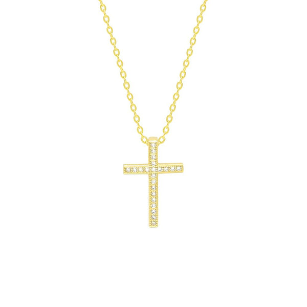 STNW-414, Sterling Silver Icy Cross Pendant Necklace-gold or silver color