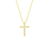 STNW-414, Sterling Silver Icy Cross Pendant Necklace-gold or silver color