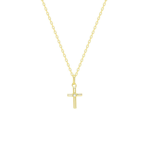 STNW-415, Sterling Silver Tiny Cross Pendant Necklace gold or silver color