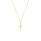 STNW-415, Sterling Silver Tiny Cross Pendant Necklace gold or silver color