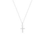 STNW-415, Sterling Silver Tiny Cross Pendant Necklace gold or silver color