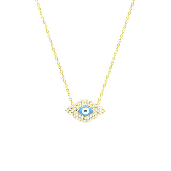 STNW-440, 925 Sterling Silver Evil Eye Necklace - gold color or silver color