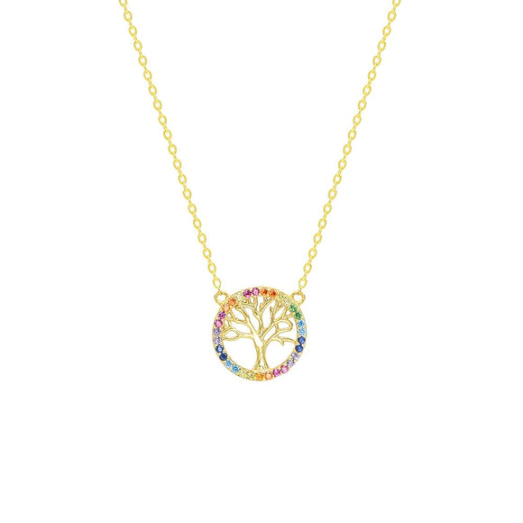 STNW-450, 925 Sterling Silver Family tree of Rainbow- gold or silver color