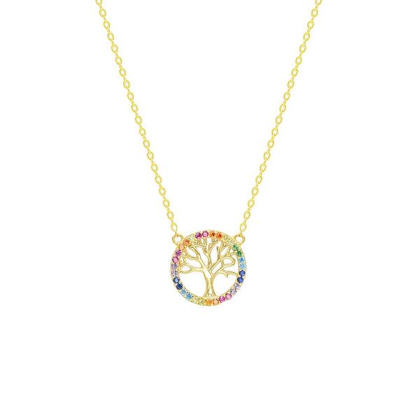 STNW-450, 925 Sterling Silver Family tree of Rainbow- gold or silver color