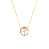 STNW-450, 925 Sterling Silver Family tree of Rainbow- gold or silver color