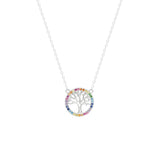 STNW-450, 925 Sterling Silver Family tree of Rainbow- gold or silver color