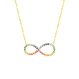 STNW-452, 925 Sterling Silver Infinity Necklace Rainbow color