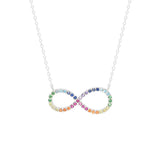 STNW-452, 925 Sterling Silver Infinity Necklace Rainbow color