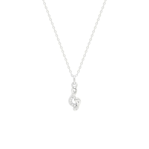 STNW-541, Sterling Silver Music Treble Clef Pendant Necklace - silver color