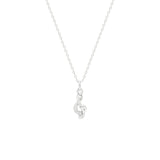 STNW-541, Sterling Silver Music Treble Clef Pendant Necklace - silver color