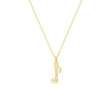 STNW-545, Sterling Silver Music Eighth Note Pendant Necklace- gold color