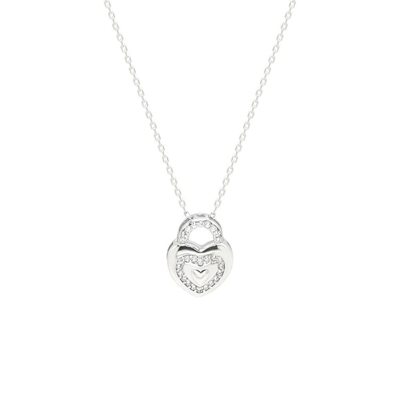 STNW-554, Sterling Silver Heart Shape Necklace- silver color