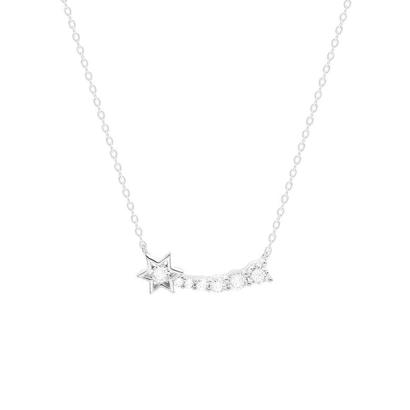 STNW-681, Sterling Silver Star Necklace silver color
