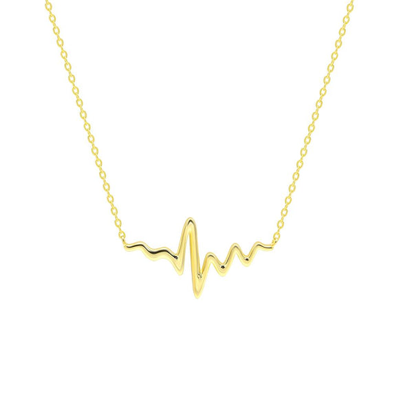 STNW-717, Sterling Silver Heartbeat Necklace gold color or silver color