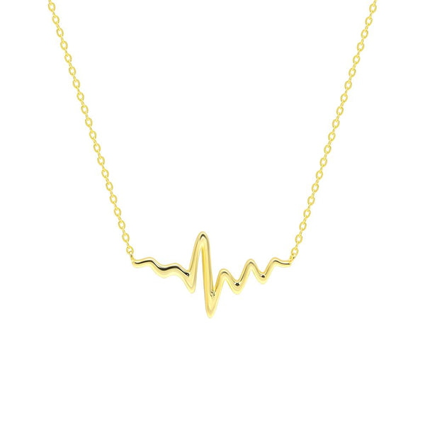 STNW-717, Sterling Silver Heartbeat Necklace gold color or silver color