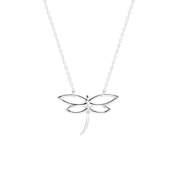 STNW-724, Sterling Silver Dragonfly Necklace silver color
