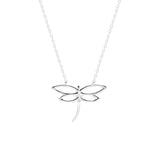 STNW-724, Sterling Silver Dragonfly Necklace silver color