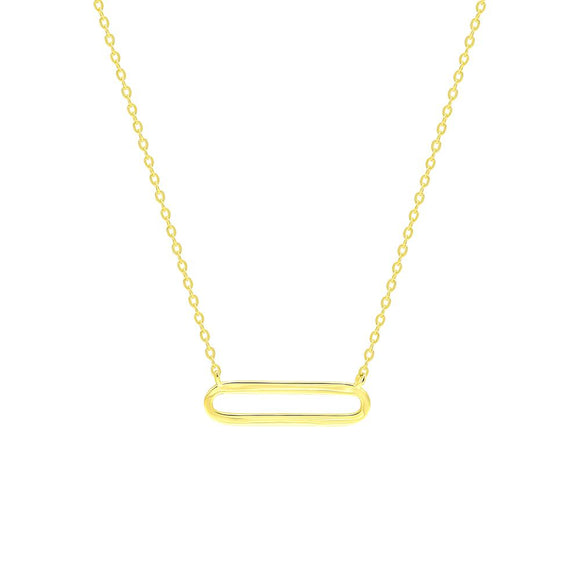 STNW-726, Sterling Silver Paper Clip Necklace gold color or silver color