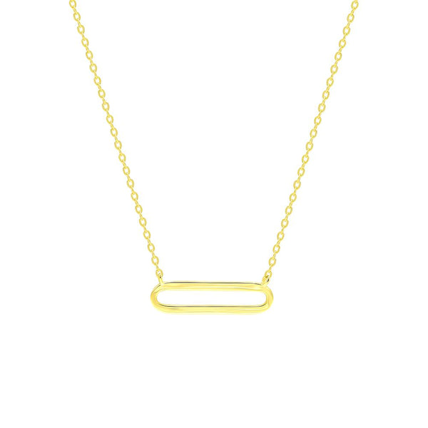 STNW-726, Sterling Silver Paper Clip Necklace gold color or silver color