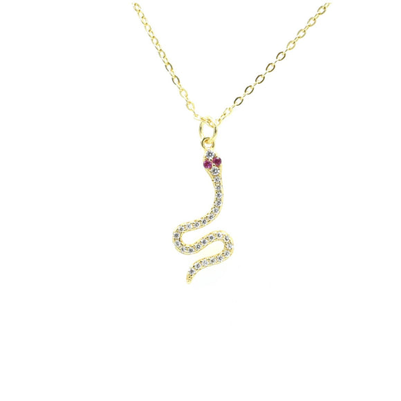 STNW-894 Sterling Silver Snake Necklace gold color or silver color