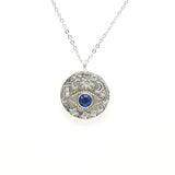 STNW-898, Sterling Silver Evil Eye, Moon, Star Necklace silver color