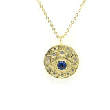 STNW-898, Sterling Silver Evil Eye, Moon, Star Necklace silver color