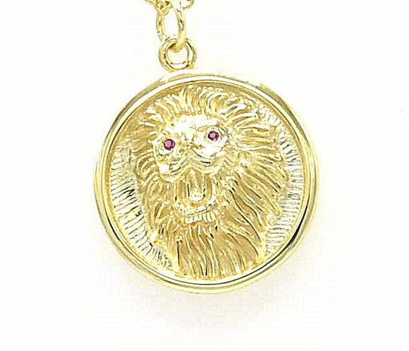 STNW-899, Sterling Silver Leo Head Necklace gold color and silver color