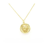 STNW-899, Sterling Silver Leo Head Necklace gold color and silver color