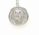 STNW-899, Sterling Silver Leo Head Necklace gold color and silver color