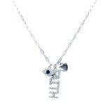 STNW-918, Sterling Silver "Evil Eye, Heart and Faith" Paper Clip Necklace-Gold or Silver Color