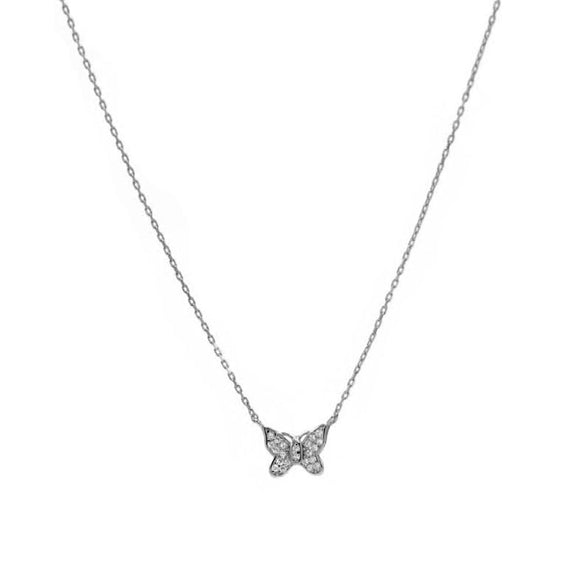 STNW-932, Women Sterling Silver Butterfly Pendant Necklace-silver color