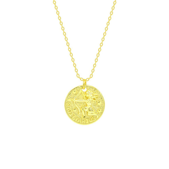 STNW-651, Women Sterling Silver 14K gold plated SAGITTARIUS Necklace