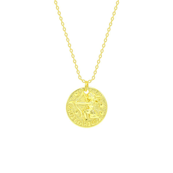 STNW-651, Women Sterling Silver 14K gold plated SAGITTARIUS Necklace