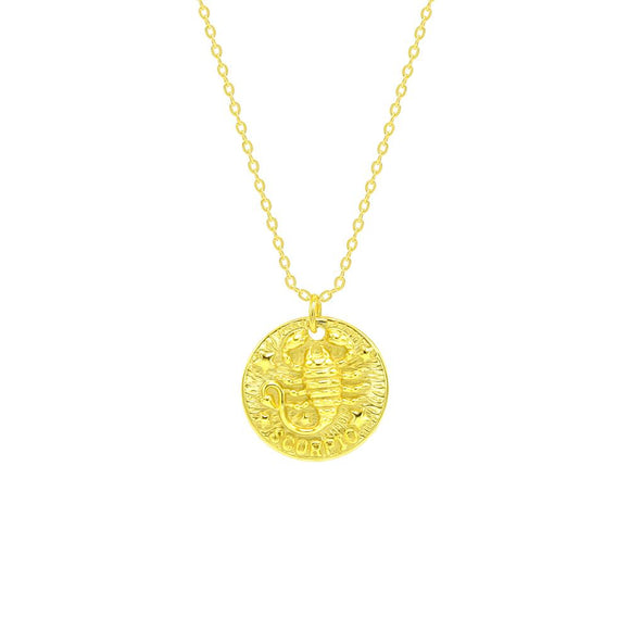 STNW-651, Women Sterling Silver 14K gold plated SCORPIO Necklace