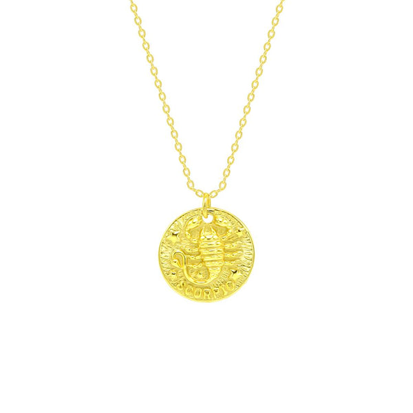 STNW-651, Women Sterling Silver 14K gold plated SCORPIO Necklace